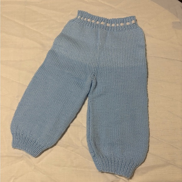 Vintage Hand-Knit Baby Blue Pants - Picture 1 of 5